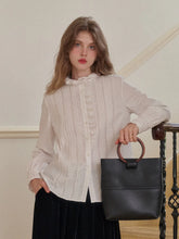 Journi Ruffle Collar Hollow 100% Cotton Blouse