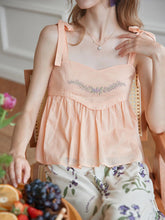 Lucy Embroidered Orange Lace-up Tank Top