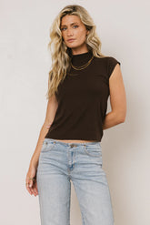 Sunny Mock Neck Top in Brown
