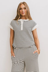 Zia Striped Top in Black