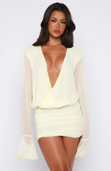Wild Encore Long Sleeve Mini Dress Lemon