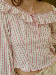 Emmeline Retro V-Neck Trim Contrasting Blouse