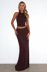 Prism Embellished Maxi Skirt Chocolate
