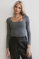 Tatiana Scoop Neck Top in Grey