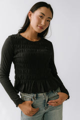 Harry Smocked Top in Black