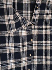 Samira Slanted Placket Plaid Cotton Blouse