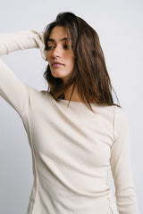 Toby Ribbed Top in Bone