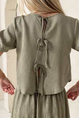 Elani Tie Blouse in Olive