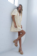 Lizzy Floral Mini Dress in Yellow