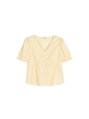 Margaret V-Neck Waist 100% Cotton Blouse