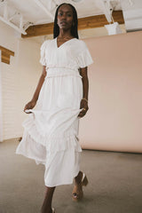 Willa Ruffle Dress in Ivory