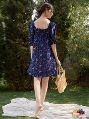 Belle Square Collar Midi Pleated Dress