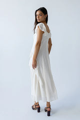 Quinton Ruffle Maxi Dress in Cream