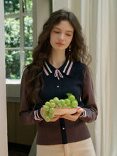 Dahlia Clashing Colours Doll Neck Bowknot Pullover Sweater