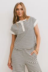 Zia Striped Top in Black