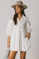 Oliver Collared Mini Dress in White
