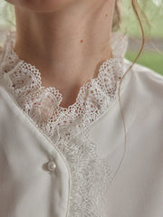 Hanna Puff Sleeve White Lace Blouse