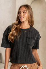 Amaya Knit Tee in Black
