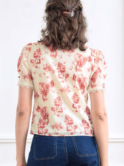 Briana Printed Stand Collar Blouse