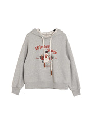 Selene Winter Story Snowman Pattern Drawstring Hoodie