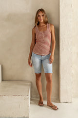 Sailor Striped Tank in Brick
