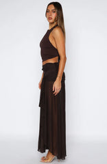 It's Showtime Maxi Skirt Chocolate