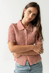 Connie Gingham Blouse in Red