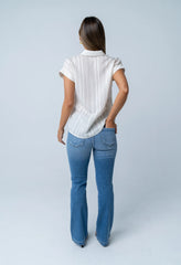 Darian Striped Button Up in Cream