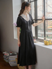 Dahlia Doll Neck Puff Sleeve Polka Dot Dress