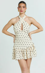 White Mini Keyhole Halter Dress