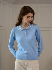 Talia Peter Pan Collar Embroidery Blouse