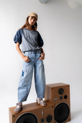 Rory Contrast Top in Denim