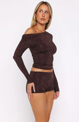Tempted Heart Embellished Top Chocolate