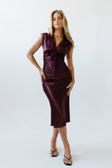 Riley Lace Trim Maxi Dress in Burgundy
