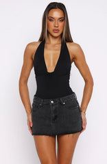 Broken Trust Denim Mini Skirt Black