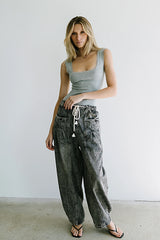 Sawyer Lace Trim Tank Top in Heather Grey