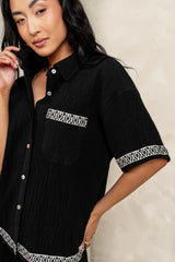 Charley Abstract Button Up in Black