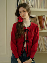 Camila Round Neck Ribbed Lace-up Cardigan