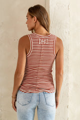 Sailor Striped Tank in Brick