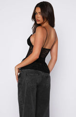 Vintage Postcard Lace Top Black