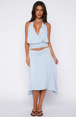 Tropic Drift Midi Skirt Baby Blue