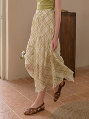 Lyric Plaid Patchwork Skirt