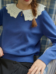Winnie Round Neck Blue Sweater