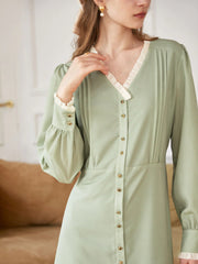 Adelyn V-Neck Polka Dot Midi Dress