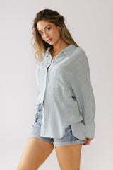 Lucie Linen Button Up in Blue