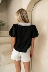 Lara Embroidered Blouse in Black