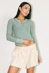 Elise Ribbed Top in Teal