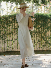 Collins V-neck Floral Embroidered Fringed Dress