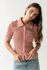 Connie Gingham Blouse in Red