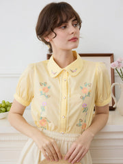Emmy Floral Embroidery Button Front Shirt